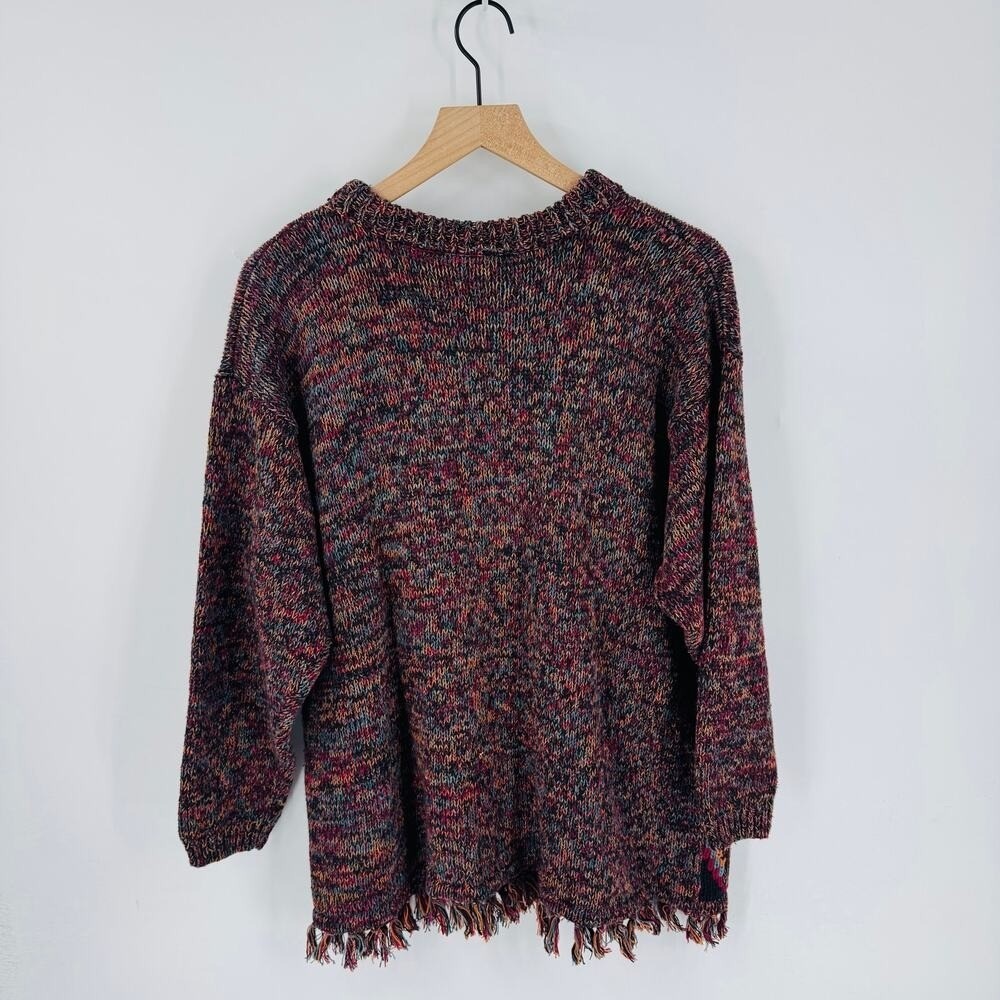 Vintage Cynthia Sweater 1X Boho Southwestern Fringe Hem Colorful Knit‎ - Picture 2 of 7